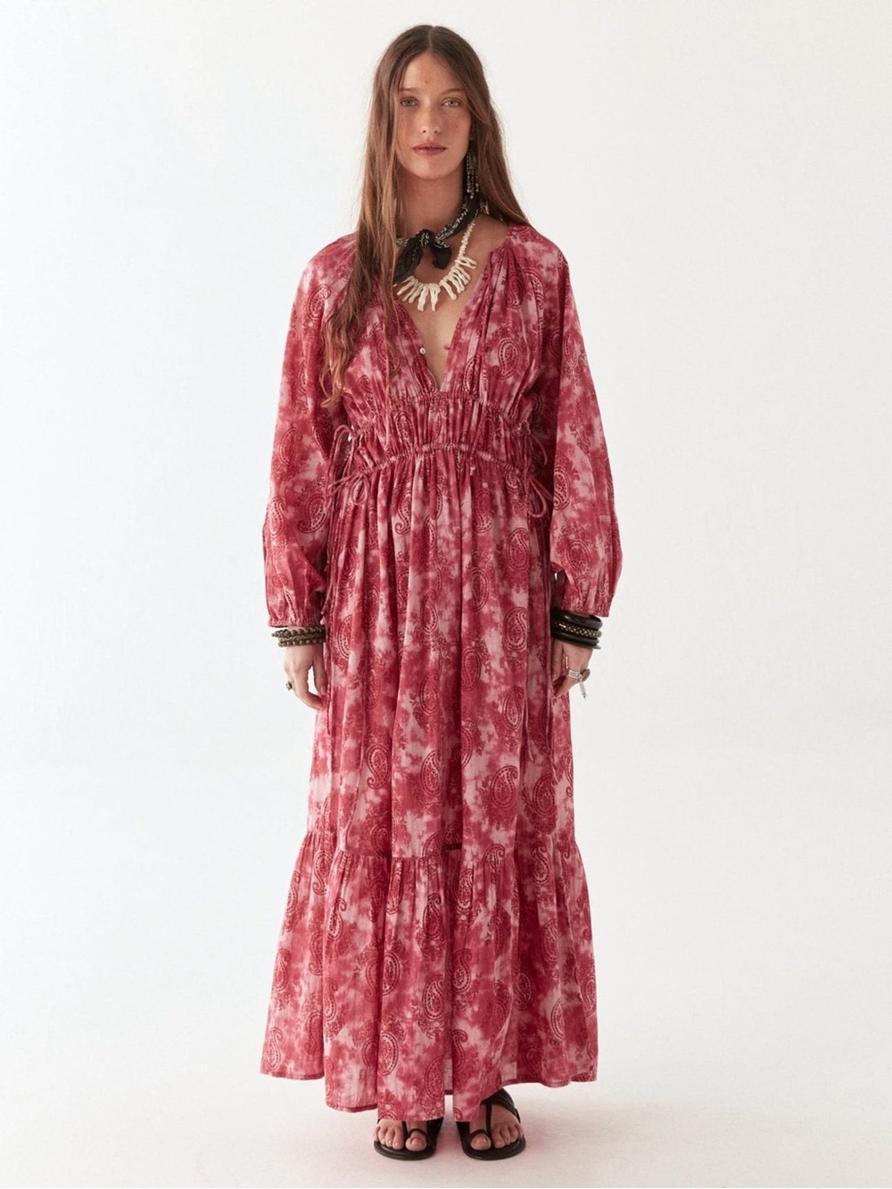 Maison Hotel Davinia Boho Paisley Cotton Maxi Dress Dream NWT Size M